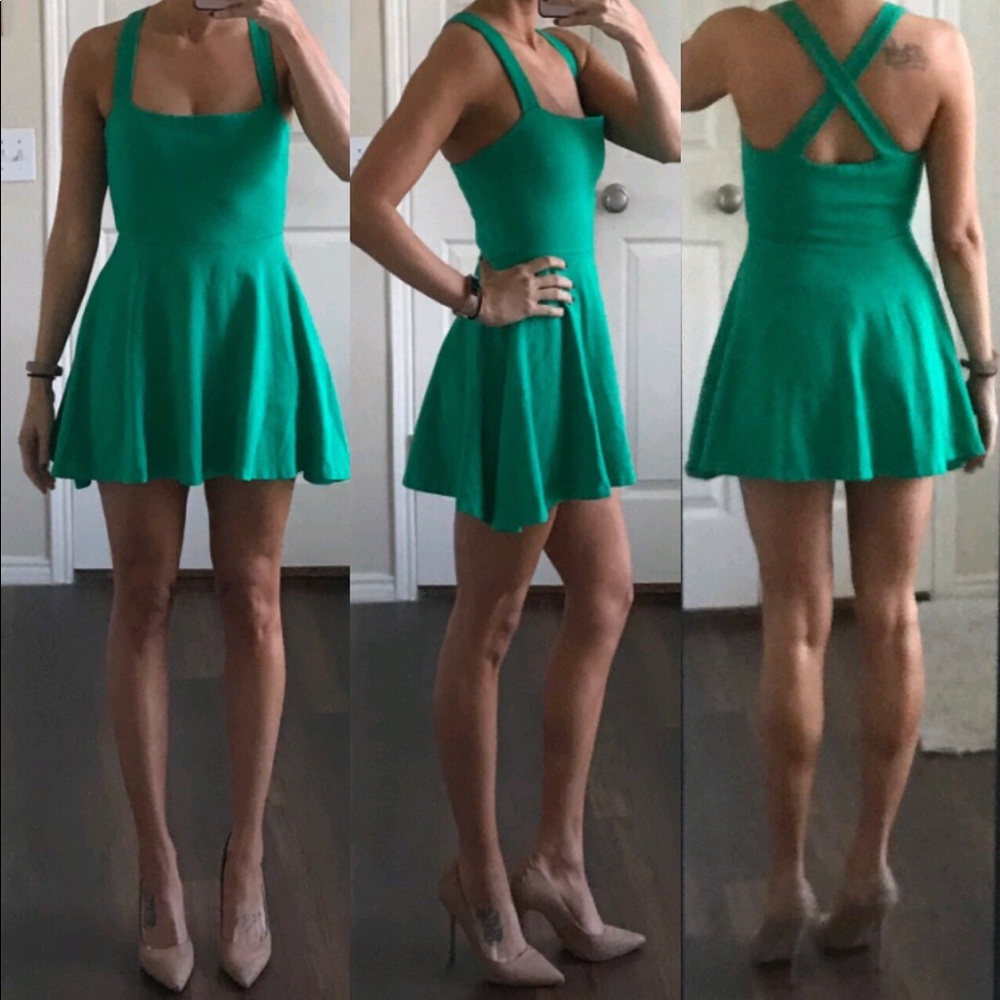 Zara Woman green fit & flare cross strap dress